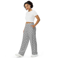 Load image into Gallery viewer, Grey Geometric Pattern Wide‑Leg Pants – Stylish Casual Comfort Unisex
