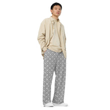 Load image into Gallery viewer, Grey Geometric Pattern Wide‑Leg Pants – Stylish Casual Comfort Unisex
