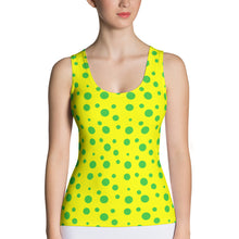 Load image into Gallery viewer, yellow body hugging tank top with green spots
