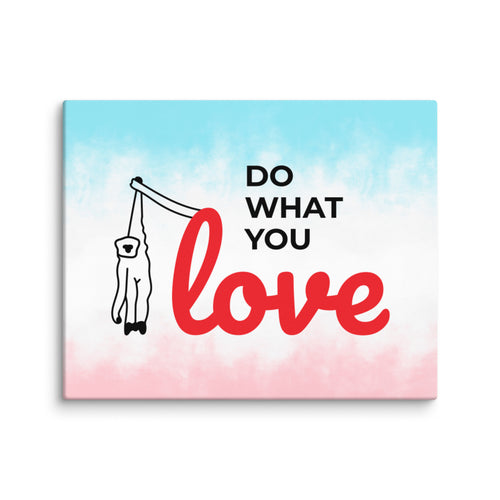 Motivational poster with 'Do What You Love' text and a sloth icon on a gradient background.