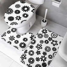 Load image into Gallery viewer, 3 piece white bathroom set with black flowers
