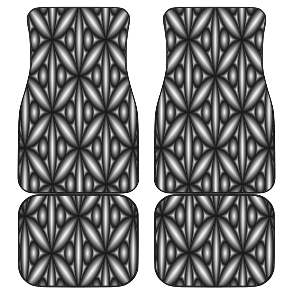 4 piece black and white car mats with geometric design 