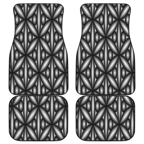 4 piece black and white car mats with geometric design 