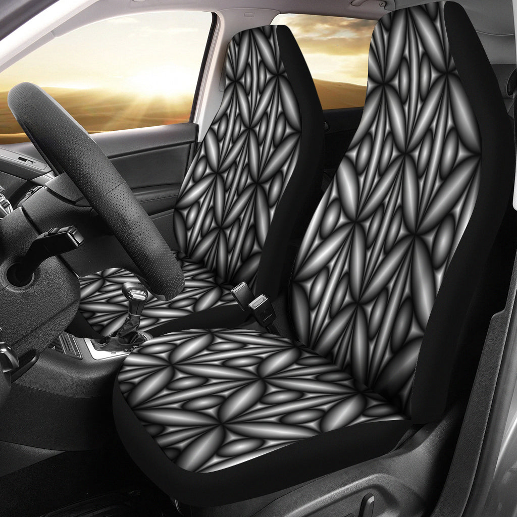 Car Seat Covers Black and White Geometric Design