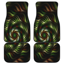 Load image into Gallery viewer, set of 4 car floor mats with a brown and green spiral pattern
