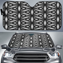 Load image into Gallery viewer, black and white vehicle sun shade with geometric design
