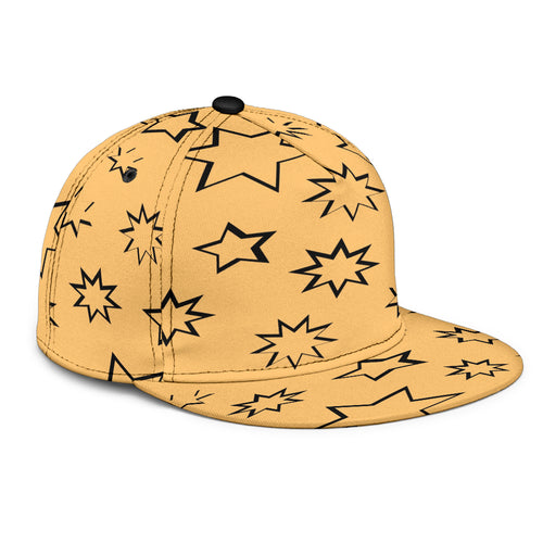 brown universal snapback hat with black stars