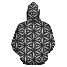 Load image into Gallery viewer, Zip-Up Hoodie Black and White Geometric
