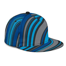 Load image into Gallery viewer, snapback hat with a pattern of blue fractals
