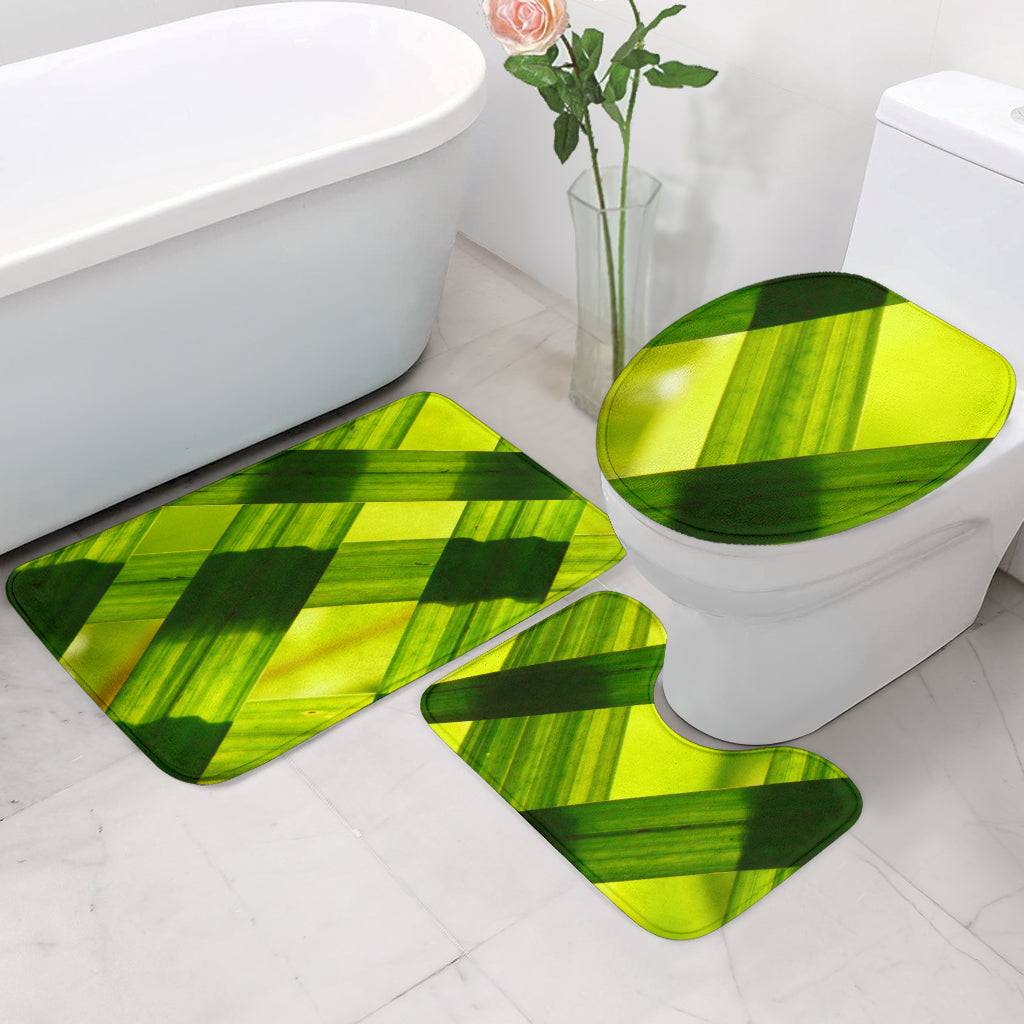 3 piece bathroom mat set with green grass design