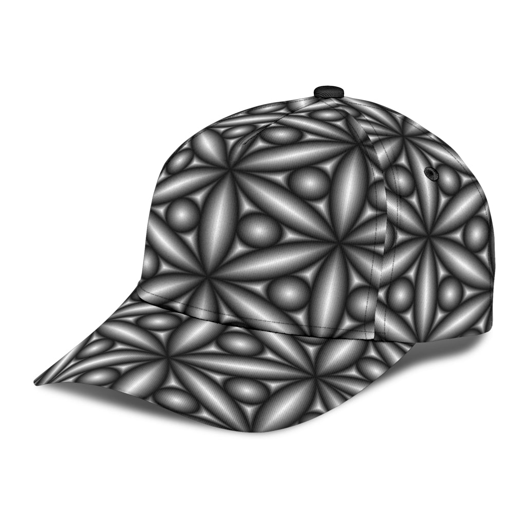 classic cap with a black and gray geometric pattern