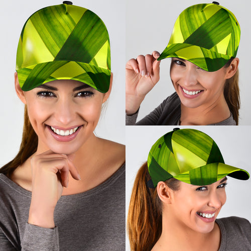 universal fit green classic hat with bamboo grass design