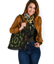 Load image into Gallery viewer, Leather Tote Bag Small Green and Brown Spiral
