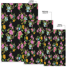 Load image into Gallery viewer, Area Rug - Flowers on Black

