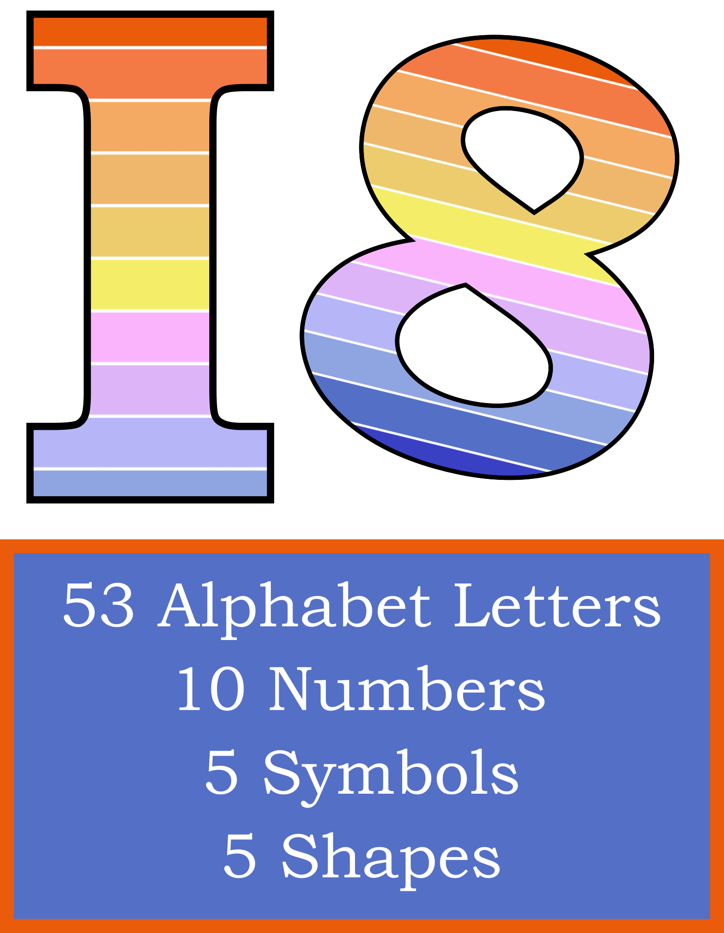 Retro-Themed Alphabet Letters and Symbols Digital Download in Desert-Sunset Colors PNG