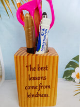 Load image into Gallery viewer, Personalized Handmade Wooden Pen Holder – Custom Laser Engraved 4-Sided Desk Organizer, Artisan Tool Caddy &amp; Unique Gift
