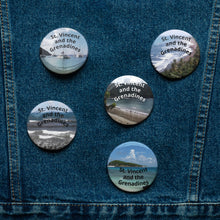 Load image into Gallery viewer, St. Vincent &amp; the Grenadines Beach Scene Pin Button Set – 5-Piece Island Collection
