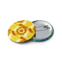 Load image into Gallery viewer, Vibrant Circular Tie-Dye 2.25&quot; Pin Set – Colorful Retro Swirl Buttons
