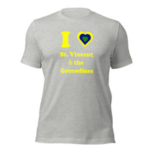 Load image into Gallery viewer, I Love St. Vincent and the Grenadines Unisex t-shirt Yellow Heart
