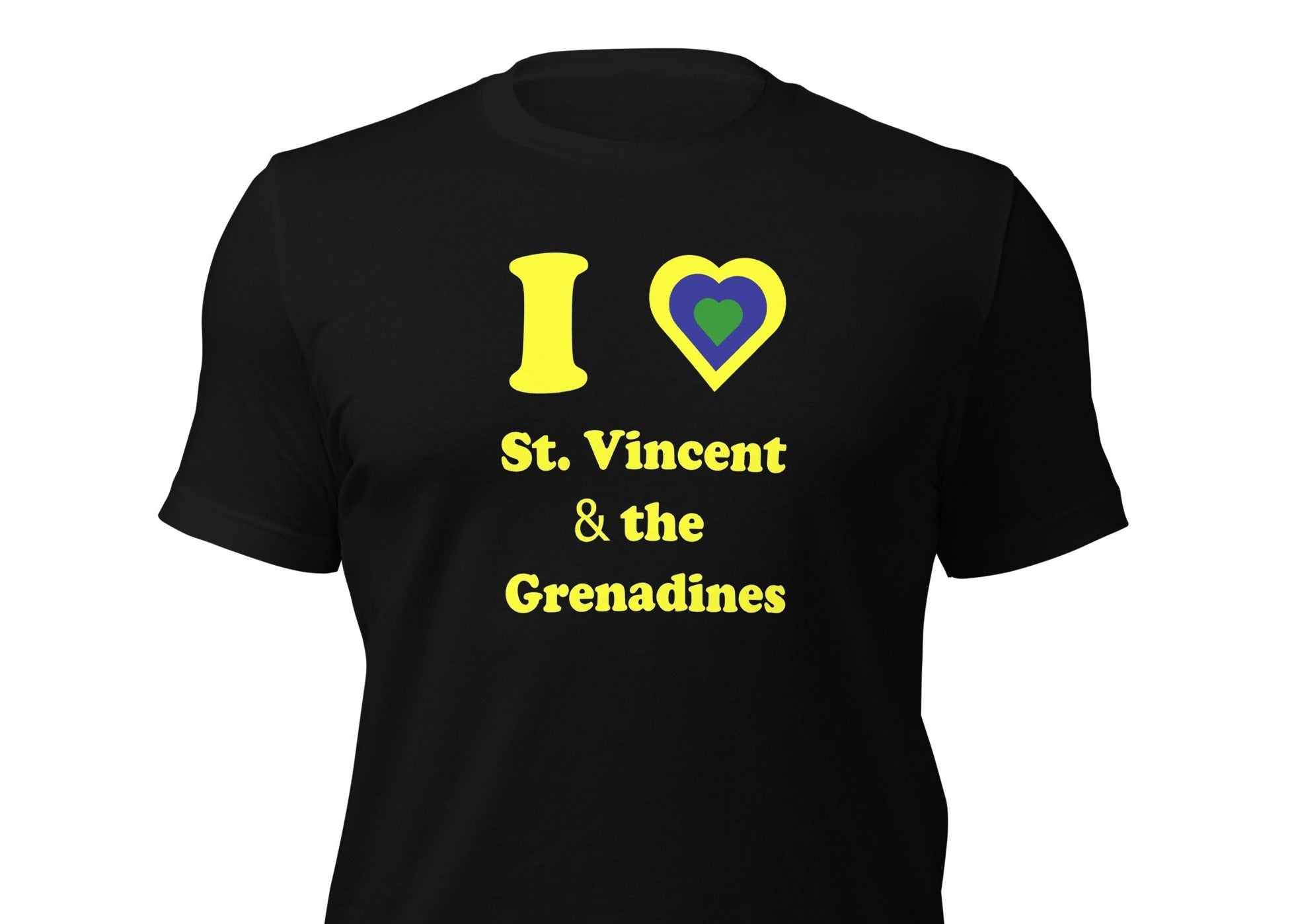 I Love St. Vincent and the Grenadines Unisex t-shirt Yellow Heart