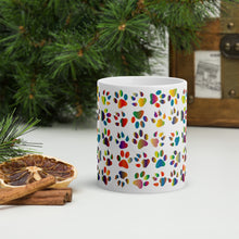 Load image into Gallery viewer, Colorful Paw Print Coffee Mug – 11oz Ceramic Cup for Dog &amp; Cat Lovers | Microwave &amp; Dishwasher Safe
