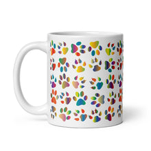 Load image into Gallery viewer, Colorful Paw Print Coffee Mug – 11oz Ceramic Cup for Dog &amp; Cat Lovers | Microwave &amp; Dishwasher Safe
