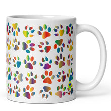 Load image into Gallery viewer, Colorful Paw Print Coffee Mug – 11oz Ceramic Cup for Dog &amp; Cat Lovers | Microwave &amp; Dishwasher Safe

