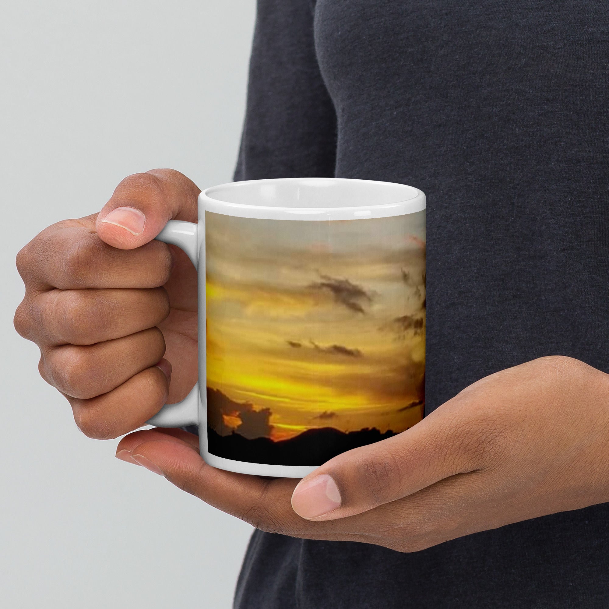 11oz ceramic mug depicting a photo of a lovely sunset in St. Vincent and the Grenadines