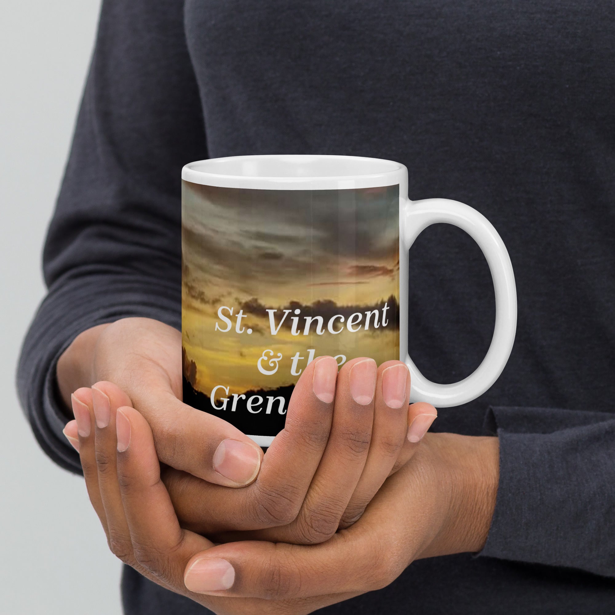 St. Vincent and the Grenadines Lovely Sunset Over Kingstown White glossy mug