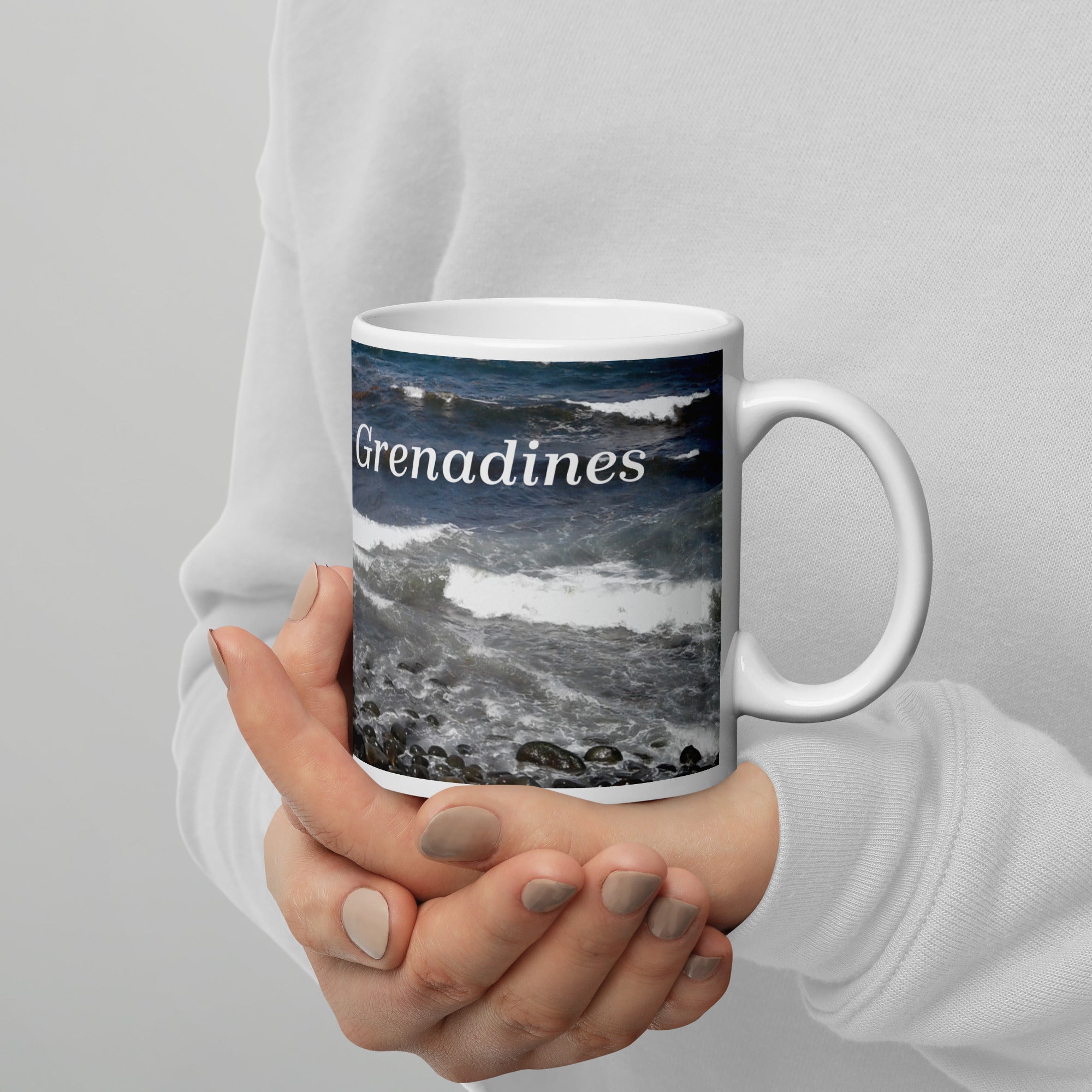 11oz ceramic mug featuring a photograph of one of the beaches on the windward side of the island of St. Vincent and the Grenadines