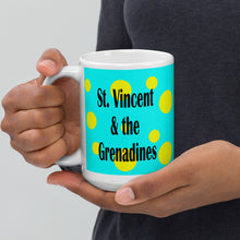 Load image into Gallery viewer, St. Vincent and the Grenadines Yellow Spotted on Light Blue White glossy mug
