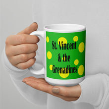 Load image into Gallery viewer, St. Vincent and the Grenadines Green Spots on Green White glossy mug
