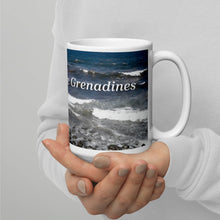 Load image into Gallery viewer, 15oz ceramic mug featuring a photograph of a beach on the windward coast in St. Vincent and the Grenadines
