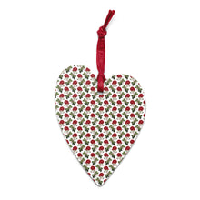 Load image into Gallery viewer, heart shaped wooden ornament decorated with red roses
