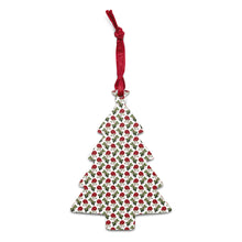 Load image into Gallery viewer, Christmas tree shaped wooden ornament decorated with red roses
