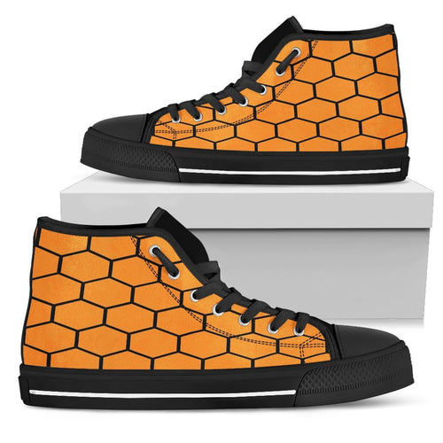 black high top shoes with honeycomb design