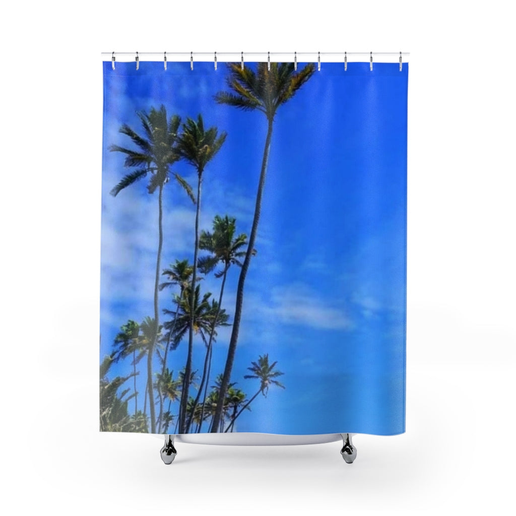 St. Vincent and the Grenadines Shower Curtain - Blue Sky and Palm Trees