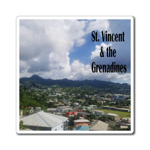 Square magnet showing a view of Kingstown city in St. Vincent and the Grenadines