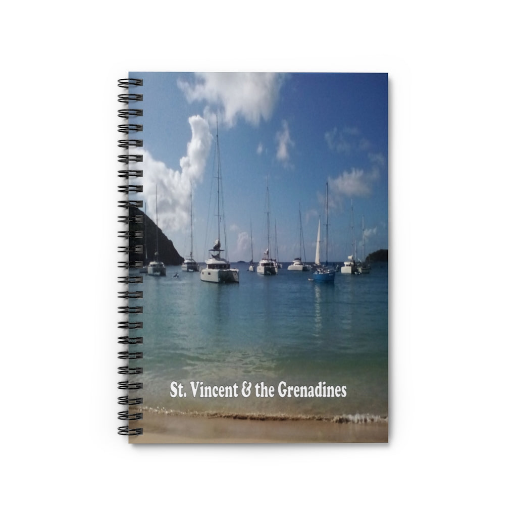 St. Vincent and the Grenadines Catamarans in Mayreau Beach - Spiral Lined Notebook