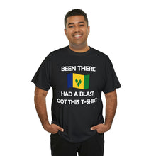 Load image into Gallery viewer, black unisex t-shirt with a st.vincent and the grenadines flag and the caption been there had a blast got this t-shirt 
