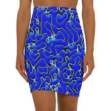 Load image into Gallery viewer, blue mini skirt with a blue marble design
