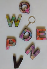 Load image into Gallery viewer, Volcanic Ash and Resin Letter Keychain (Alcohol Ink)

