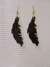 Load image into Gallery viewer, volcanic ash and epoxy resin earrings shaped like a feather
