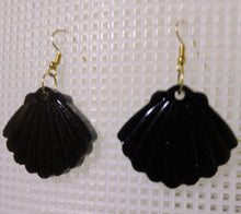 Load image into Gallery viewer, volcanic ash and epoxy resin earrings shaped like a scalloped shell
