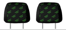 Load image into Gallery viewer, black vehicle headrest with &#39;original vincy&#39; in green

