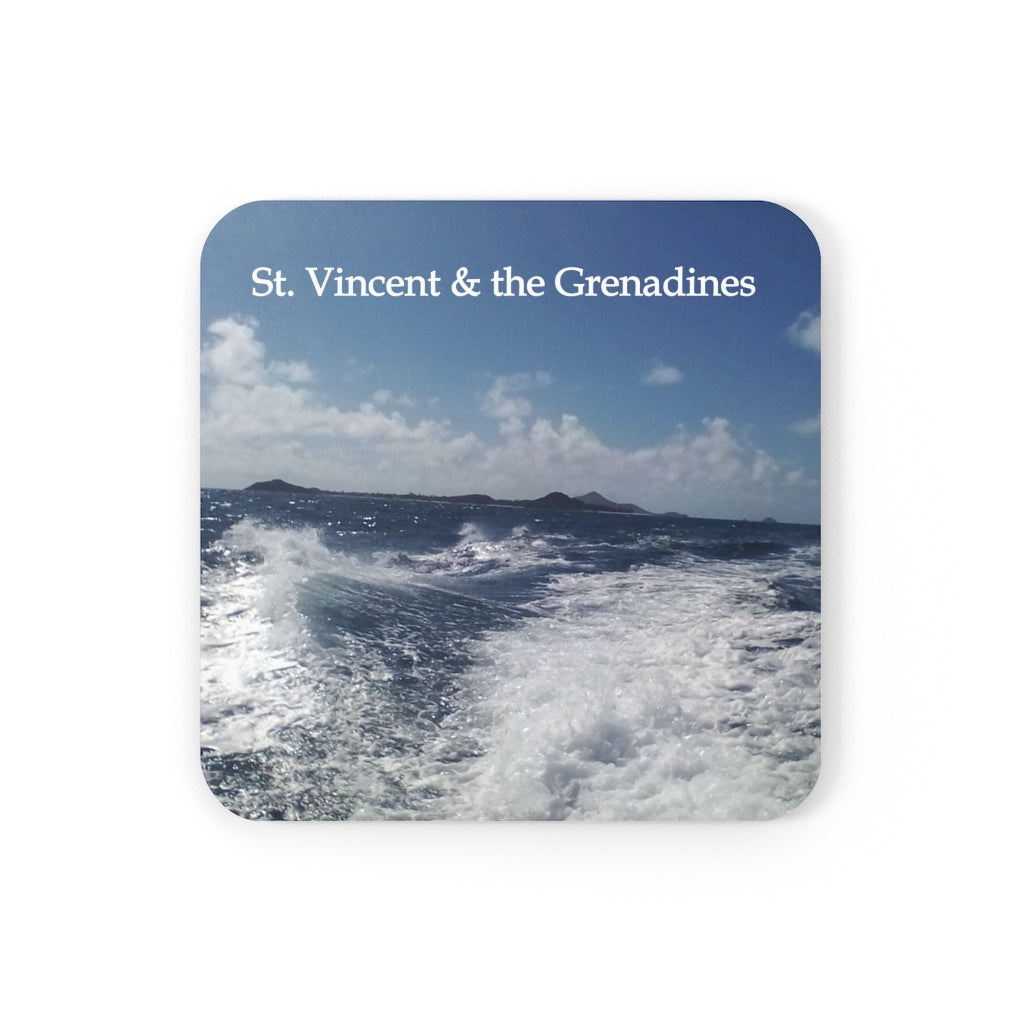St. Vincent and the Grenadines 4 piece Coaster Set (Corkwood)  High Seas