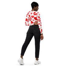 Load image into Gallery viewer, Long-sleeve Crop Top - Hearts in Hearts - White
