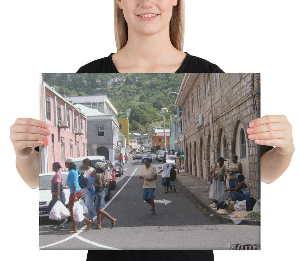 St. Vincent and the Grenadines Canvas Wall Art - Saturday Morning Shopping