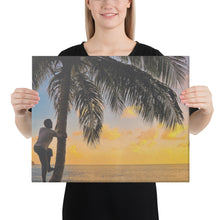 Load image into Gallery viewer, St. Vincent and the Grenadines Canvas Wall Art - Sunset Coconut Tree Climber
