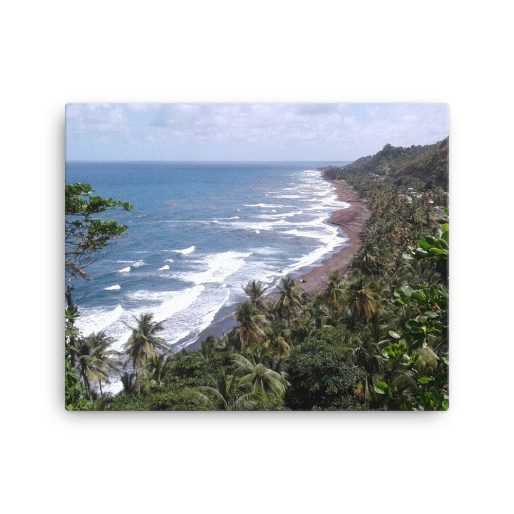 Canvas showing the Byrea beach coastline in St. Vincent and the Grenadines.